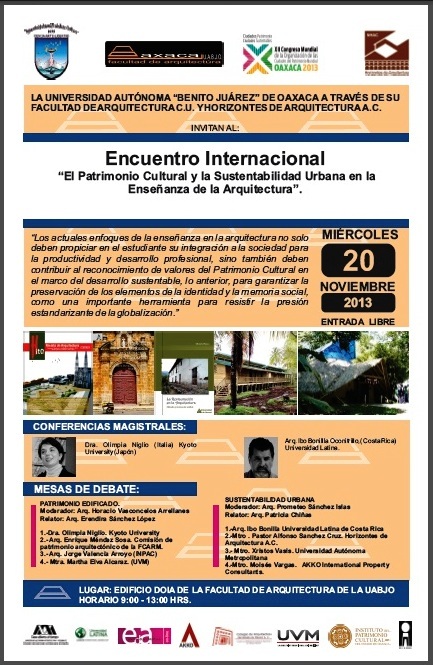 Afiche del Encuentro Internacional Patrimonio y Sustentabilidad, Oaxaca 2013